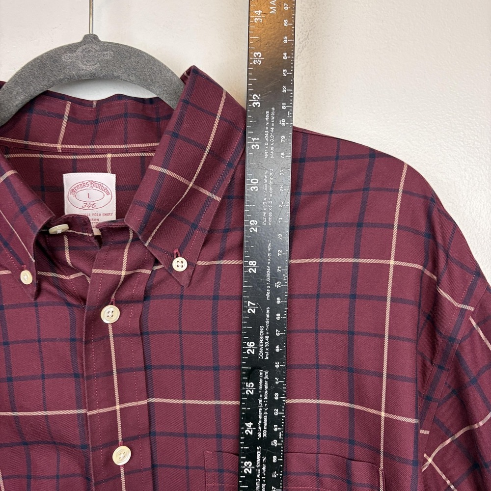 Brooks Brothers Shirt Mens Large Red Plaid Non Iron 346 Button Down Cotton - Picture 6 of 8